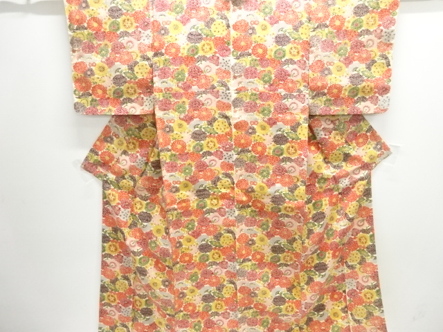 未使用品　本場琉球紅型　菊模様着物